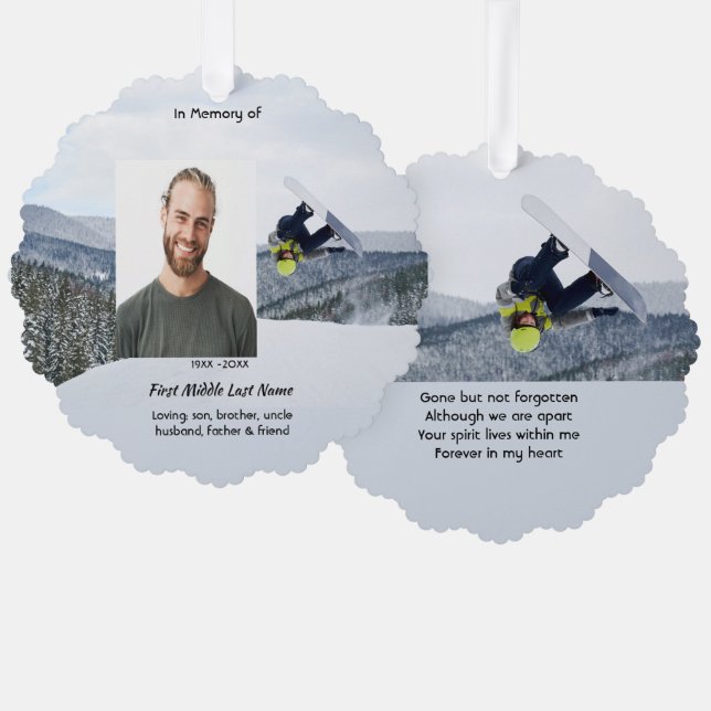 Adorno De Papel Memorial Keepsake Snowboarding Winter (Anverso/Reverso)