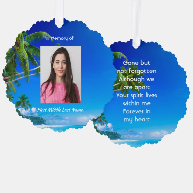 Adorno De Papel Memorial Keepsake Tropical Beach Exotic (Anverso/Reverso)