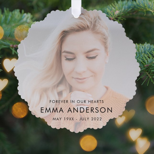 Adorno De Papel Memorial moderno: foto de homenaje a la simpatía p (A heartfelt memorial ornament card to honor and remember someone you love.)