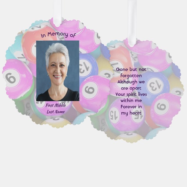 Adorno De Papel  Memorial Photo Keepsake Bingo Game (Anverso/Reverso)