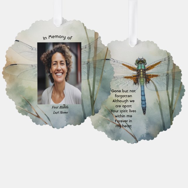 Adorno De Papel  Memorial Photo Keepsake Custom Dragonfly (Anverso/Reverso)