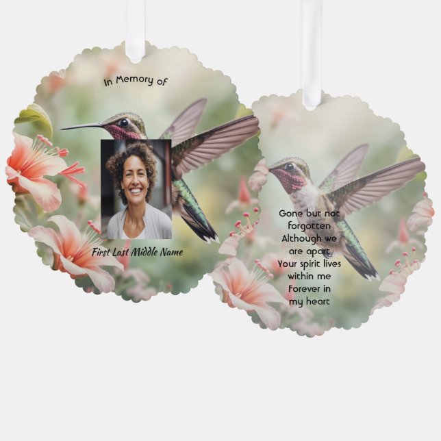 Adorno De Papel  Memorial Photo Keepsake Hummingbird (Anverso/Reverso)