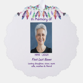 Adorno De Papel Memorial Photo Prayer Feathers Boho Tribal Native