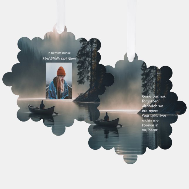 Adorno De Papel  Memory Keepsake Wilderness Lake Canoe (Anverso/Reverso)