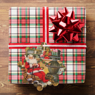 Adorno De Papel Mensaje retro vintage Christmas Santa