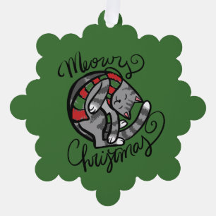 Adorno De Papel Meowy Navidades Gray Cat Art