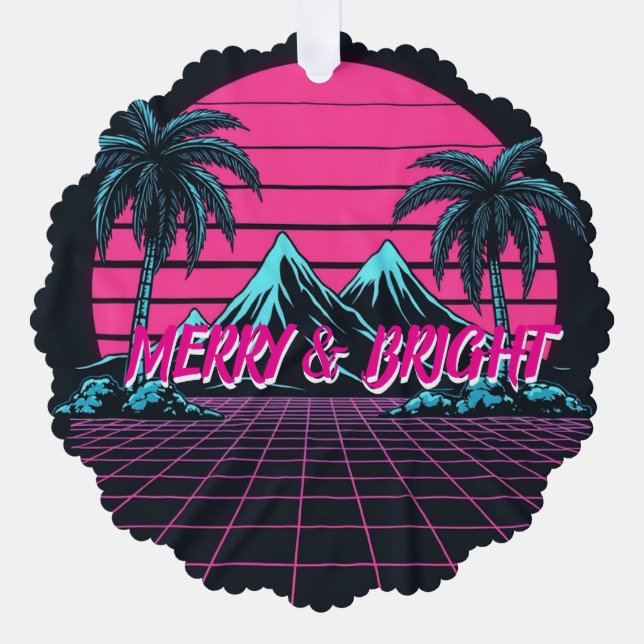 Adorno De Papel Merry & Bright 80's Night' Retro Synthwave  (Anverso)