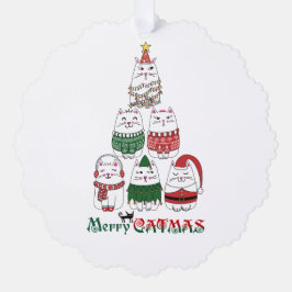 Adorno De Papel Merry Catmas Funny Navidades Kitten
