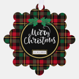 Adorno De Papel Merry Christmas Buffalo Plaid