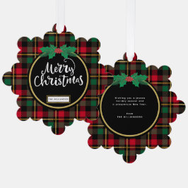 Adorno De Papel Merry Christmas Buffalo Plaid