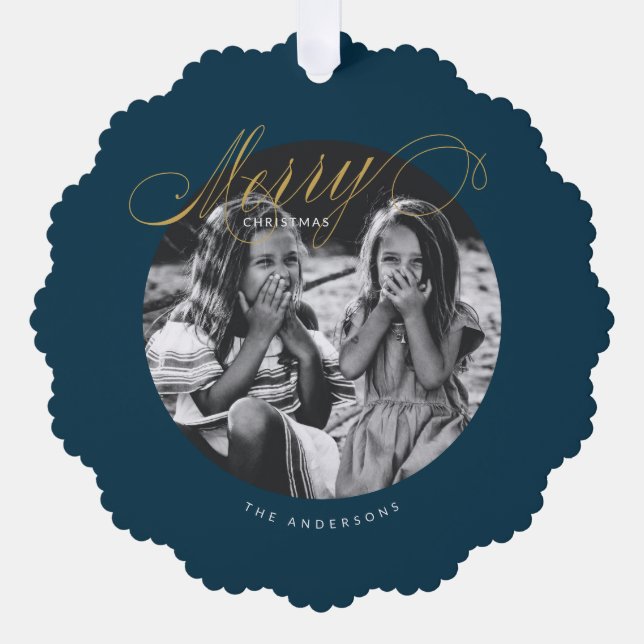 Adorno De Papel Merry Christmas Fancy Script Moderno (Anverso)