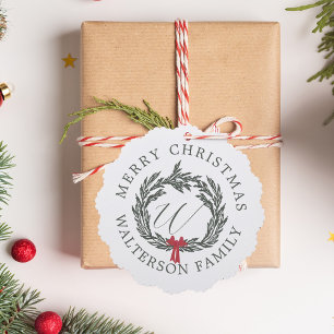 Adorno De Papel Merry Christmas Garland Wreath Monograma y foto