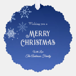 Adorno De Papel Merry Christmas Modern Blue Snowflakes