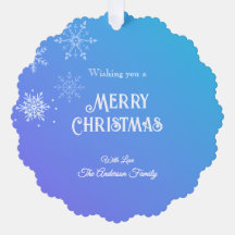 Merry Christmas Modern Snowflake Purple Blue