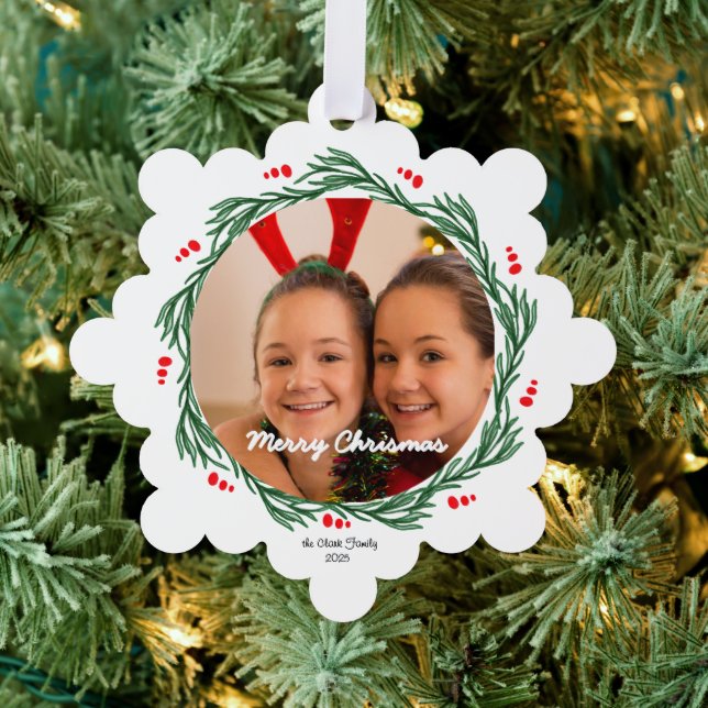 Adorno De Papel Merry Christmas Ornament Photo Card (Insitu (árbol))