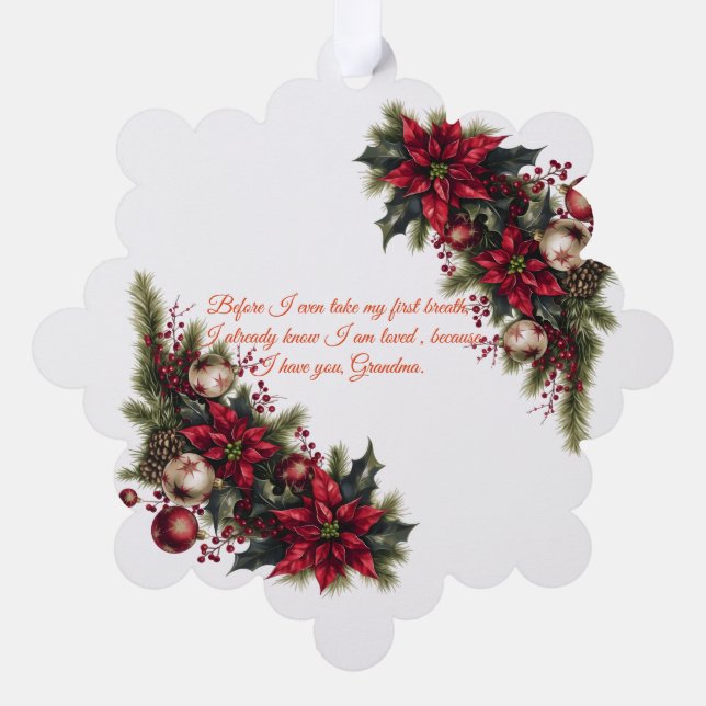 Adorno De Papel Merry Christmas Pregnancy Ultrasound Photo Grandma (Reverso)