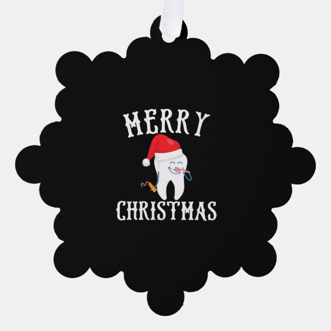 Adorno De Papel Merry Christmas Tooth Médica dentista dental (Anverso)