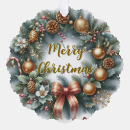 Adorno De Papel Merry Christmas Wreath Personalized