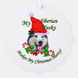 Adorno De Papel Merry para los Navidades Husky siberianos