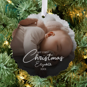 Adorno De Papel Mi primera foto de bebé en Navidad Elegante guión