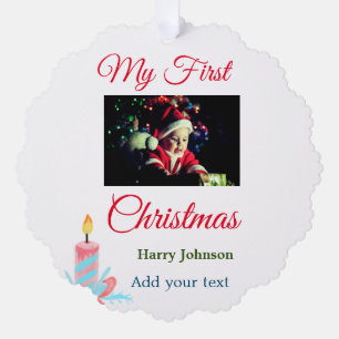 Adorno De Papel Mi primera vela navideña agrega el nombre de la fo