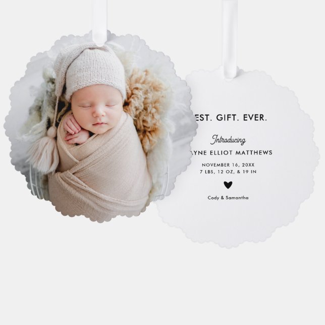 Adorno De Papel Mínimo moderno foto completa Primera Navidad (Anverso/Reverso)