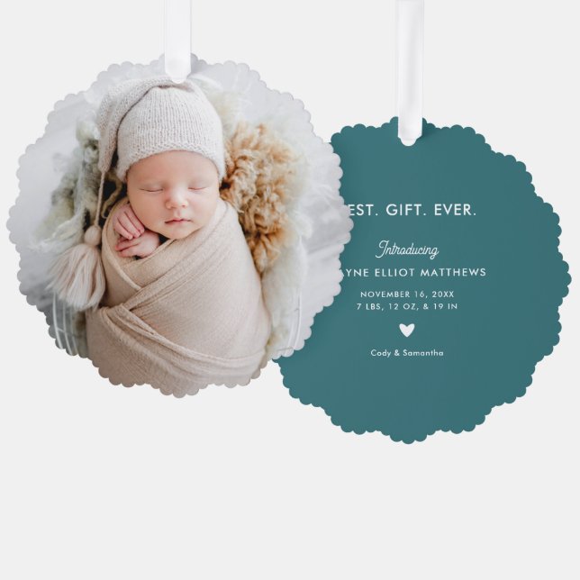 Adorno De Papel Mínimo moderno foto completa Primera Navidad (Anverso/Reverso)