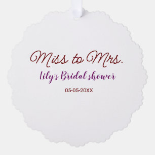 Adorno De Papel Miss a Mrs bridal ducha agregar nombre fecha año s