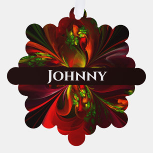 Adorno De Papel Modern Red Green Floral Abstract Art Pattern #05