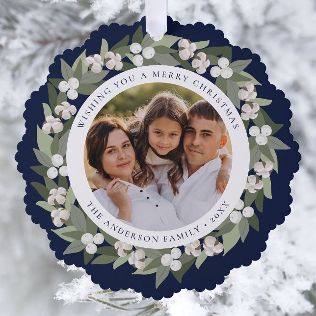 Adorno De Papel Moderna vegetación de nieve, Wreath Navy Foto (Subido por el creador)