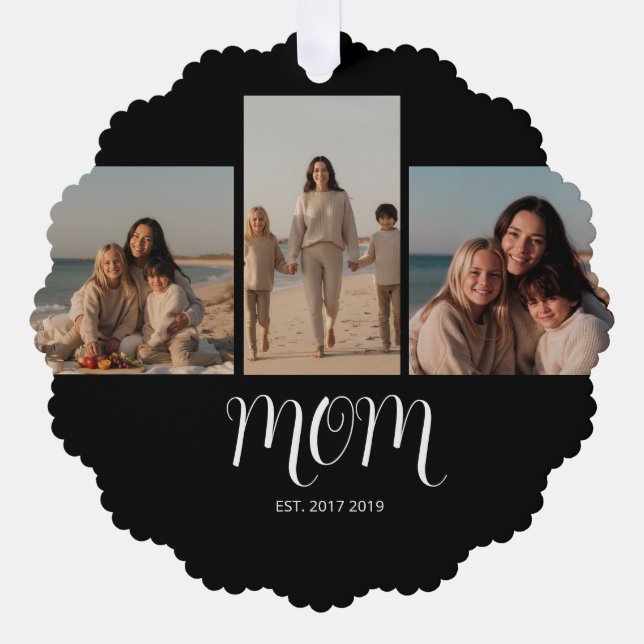 Adorno De Papel Mom Established Graceful Script Black 3 Photo (Anverso)