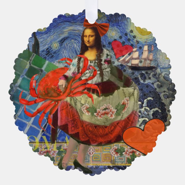 Adorno De Papel Mona Lisa Fun Zodiac Whimsical (Anverso)