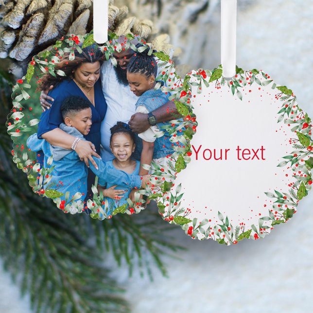 Adorno De Papel Monograma Navidades rojos Fotos verdes Ronda clási (Subido por el creador)