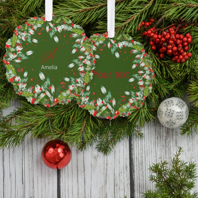 Adorno De Papel Monograma Navidades rojos verde Ronda clásica (Subido por el creador)