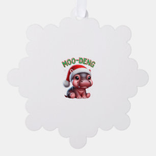 Adorno De Papel Moo-Deng Santa Navidades Graciosa Cuida Bebé Pigmy
