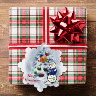 Adorno De Papel Muñeco de nieve de baloncesto Navidad