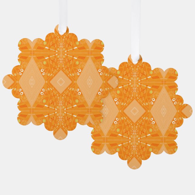 Adorno De Papel Naranja Bohemian Chintz Ilustracion Pastel (Anverso/Reverso)