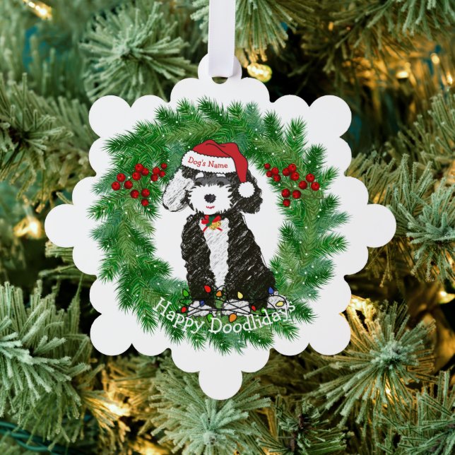 Adorno De Papel Naughty Bernedoodle Snowflake Personalizado (Insitu (árbol))