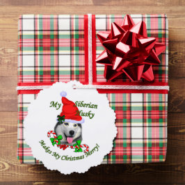 Adorno De Papel Navidad Alegre Husky Siberiano