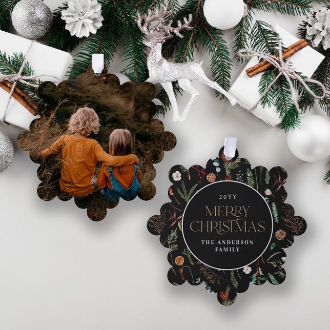 Adorno De Papel Navidades acuarela floral botánica morada oscura (Subido por el creador)