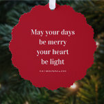 Adorno De Papel Navidades Cita Que Tus Días Sean Luz De Cerezo<br><div class="desc">**Presentamos nuestros "Encantadores Deseos" Navidades de papel Ornamento: Un Encanto Festivo** Añade un toque de calidez y alegría navideña a sus decoraciones con nuestro "Encantador Deseos" Navidades de papel Ornament. Este adorno bellamente diseñado presenta la frase conmovedora "Que tus días sean alegres, que tu corazón sea luz", que resume la...</div>