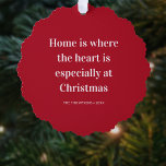 Adorno De Papel Navidades citan a casa es donde está el corazón<br><div class="desc">**Presentamos nuestro "Hogar es donde está el corazón". Ornamento de papel para Navidades: Celebra la emotiva temporada** Mejora tu decoración de vacaciones con nuestro cálido "Hogar es donde está el corazón". Ornamento de papel para Navidades. Esta decoración exquisitamente diseñada capta la esencia de los Navidades, recordándonos que el hogar es...</div>