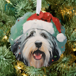 Adorno De Papel Navidades Collie con barba pinchan arte