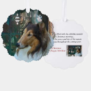 Adorno De Papel Navidades Collie en la ventana