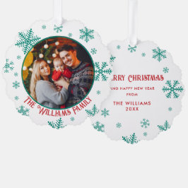 Adorno De Papel Navidades con copos de nieve foto verde roja