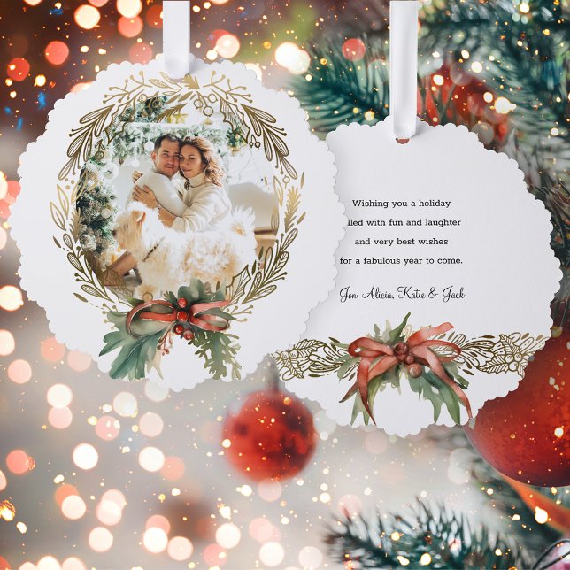Adorno De Papel Navidades con línea de oro dibujados con una foto  (Subido por el creador)