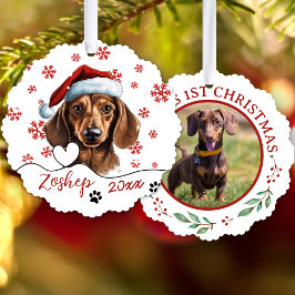 Adorno De Papel Navidades Dachshund Perro Personalizado