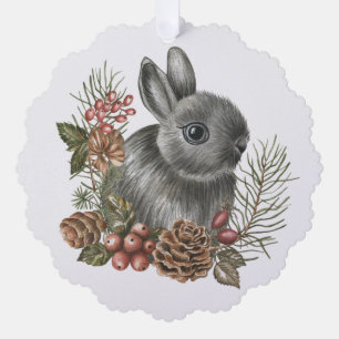 Adorno De Papel Navidades de acuarela Bunny Nature Forest