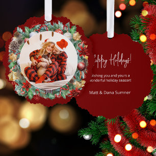 Adorno De Papel Navidades de acuarela de bonito Wreath Photo