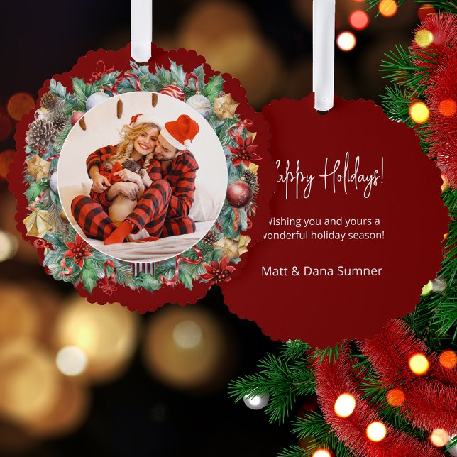 Adorno De Papel Navidades de acuarela de bonito Wreath Photo (Subido por el creador)